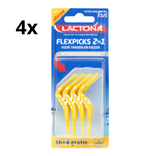 Lactona FlexPicks 2in1 XS/S Geel in blister - 4 x 20 stuks - Voordeelverpakking
