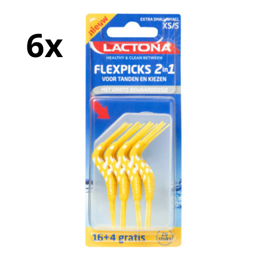 Lactona FlexPicks 2in1 XS/S Geel in blister - 6 x 20 stuks - Voordeelverpakking
