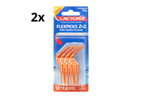 Lactona FlexPicks 2in1 M/L Oranje in blister - 2 x 20 stuks - Voordeelverpakking