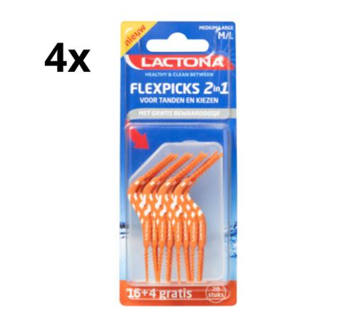 Lactona Lactona FlexPicks 2in1 M/L Oranje in blister - 4 x 20 stuks - Voordeelverpakking