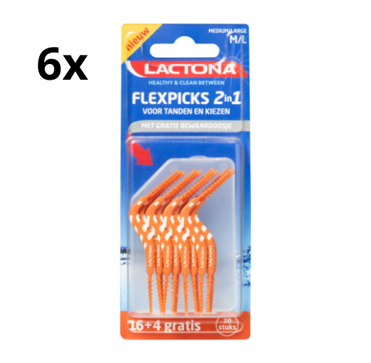 Lactona FlexPicks 2in1 M/L Oranje in blister - 6 x 20 stuks - Voordeelverpakking