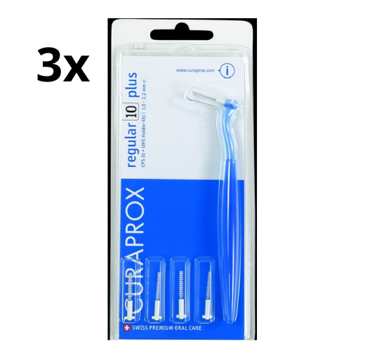 3x Curaprox ragers met houder CPS 10 regular plus - Voordeelverpakking