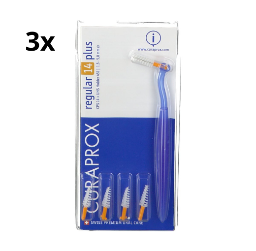 3x Curaprox ragers met houder CPS 14 regular plus - Voordeelverpakking