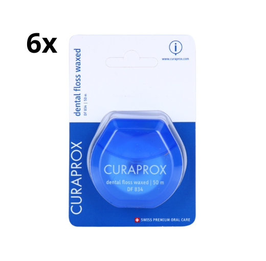 Curaprox DF 834 Dental Floss Waxed Mint - 6 x 50 meter - Voordeelverpakking