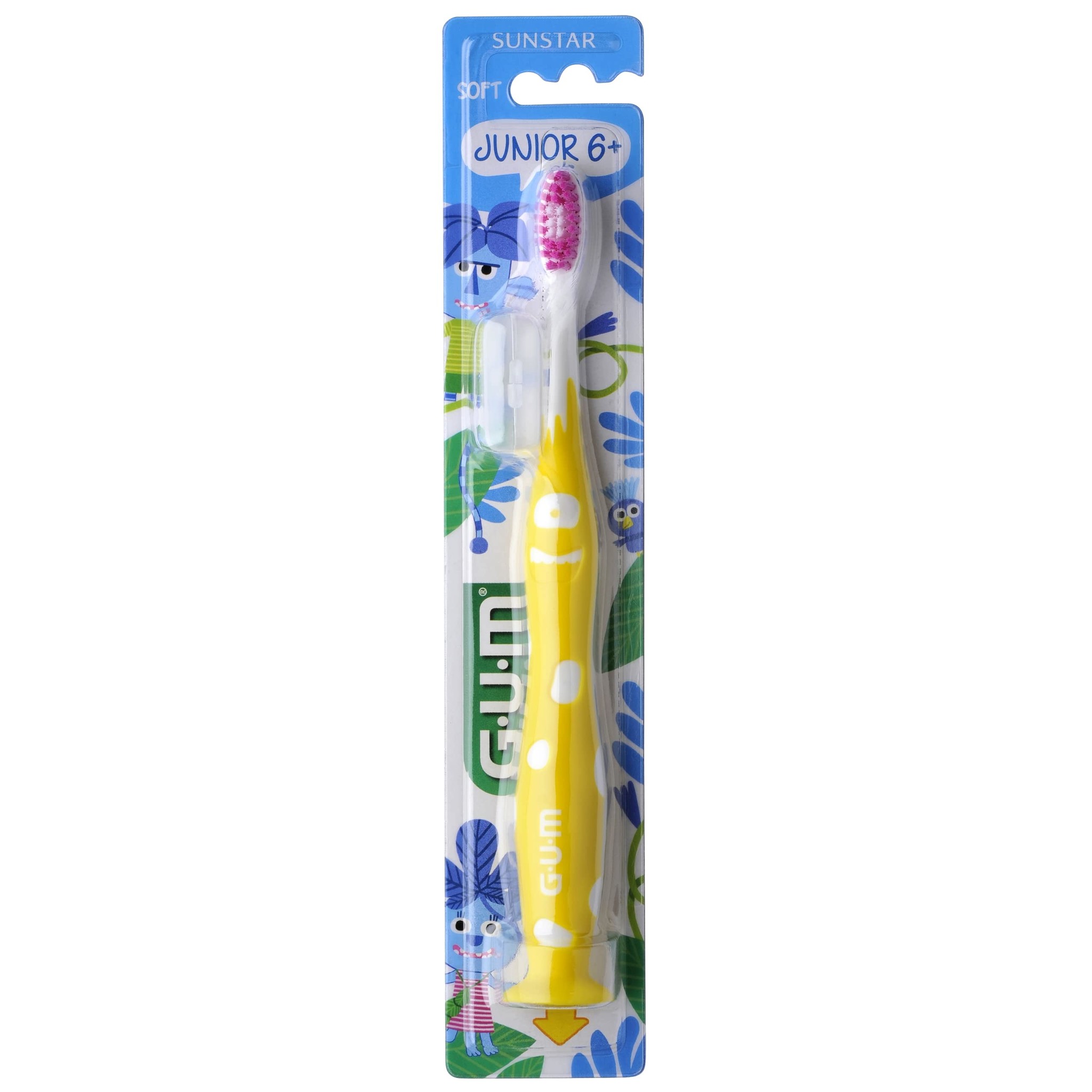 4 x GUM Junior Tandenborstel (6-12 jaar) Roze/Geel