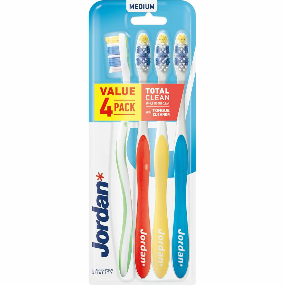 Jordan Tandenborstel Total Clean Medium - 4 stuks