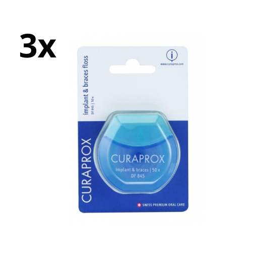 Curaprox DF 845 implant & braces Flosdraad - 3x 50 stuks - Voordeelverpakking