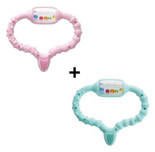 2x Curaprox Bijtring - Roze & Turquoise