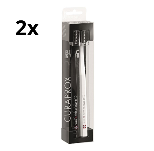 2x Curaprox CS 5460 Black is White Duo Tandenborstels - zwart/wit