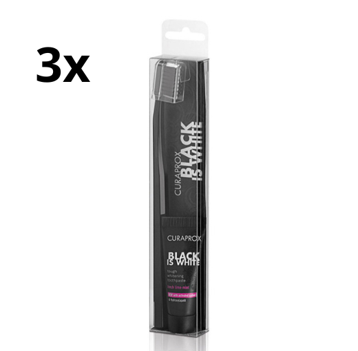 3x Curaprox Black is White reisset - Voordeelverpakking