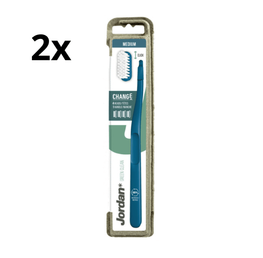 2x Jordan Tandenborstel Green Clean Change Medium 4-pack