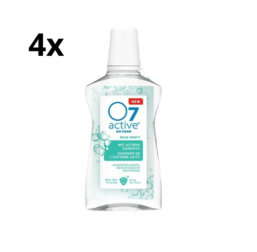 O7 Active Mondspoelmiddel Mild Minty - 4 x 500 ml - Voordeelverpakking