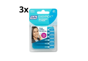 TePe Ragers EasyPick M/L Pocket Pack Turqoise - 3 x 12 stuks - Voordeelverpakking