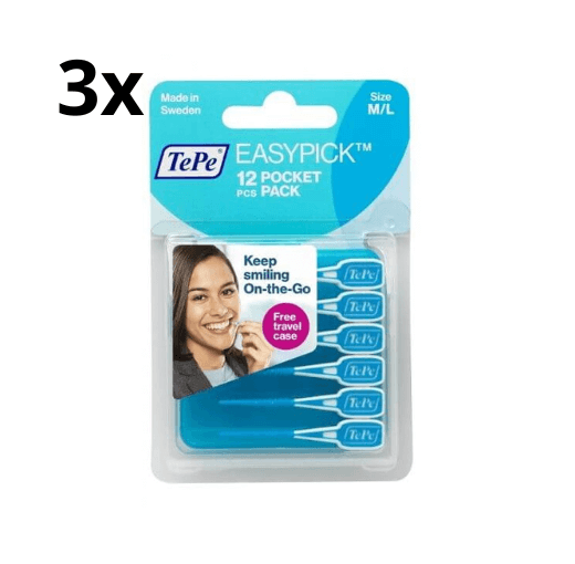 TePe Ragers EasyPick M/L Pocket Pack Turqoise - 3 x 12 stuks - Voordeelverpakking