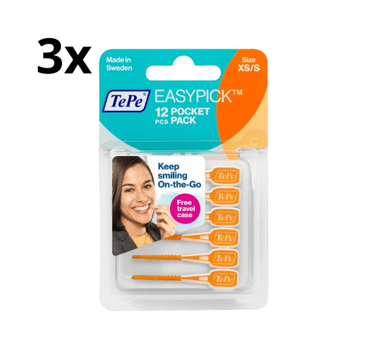 TePe Ragers EasyPick XS/S Pocket Pack Oranje - 3 x 12 stuks - Voordeelverpakking