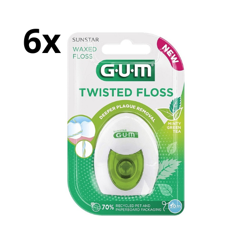 GUM Twisted Floss Tandzijde - 6 x 30 meter - Voordeelverpakking