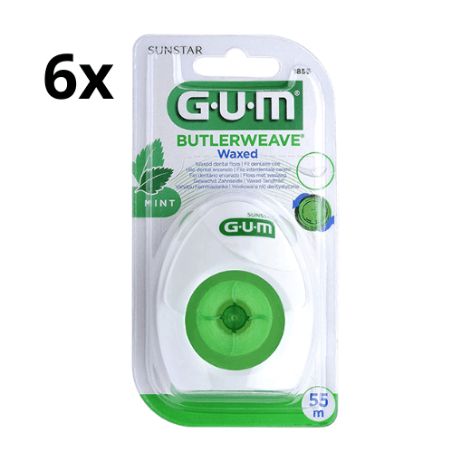GUM Butlerweave Waxed Tandzijde Mint - 6 x 55 meter - Voordeelverpakking