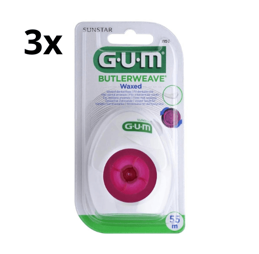 GUM Waxed Butlerweave Tandzijde - 3 x 55 meter - Voordeelverpakking