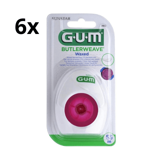 GUM Waxed Butlerweave Tandzijde - 6 x 55 meter - Voordeelverpakking