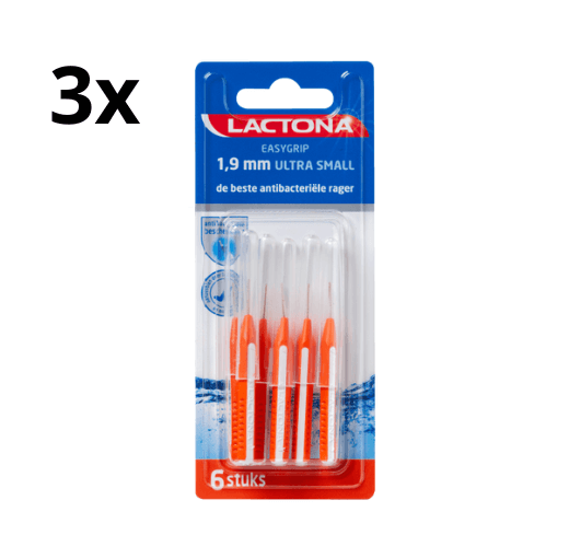 Lactona Ragers EasyGrip Recht Ultra Small 1.9mm Oranje - 3 x 6 stuks - Voordeelverpakking