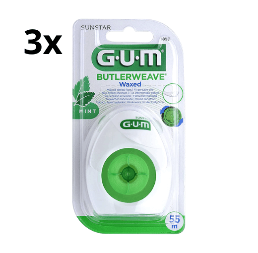 Gum Butterweave Waxed Mint -3x 55 m - Flosdraad - Voordeelverpakking