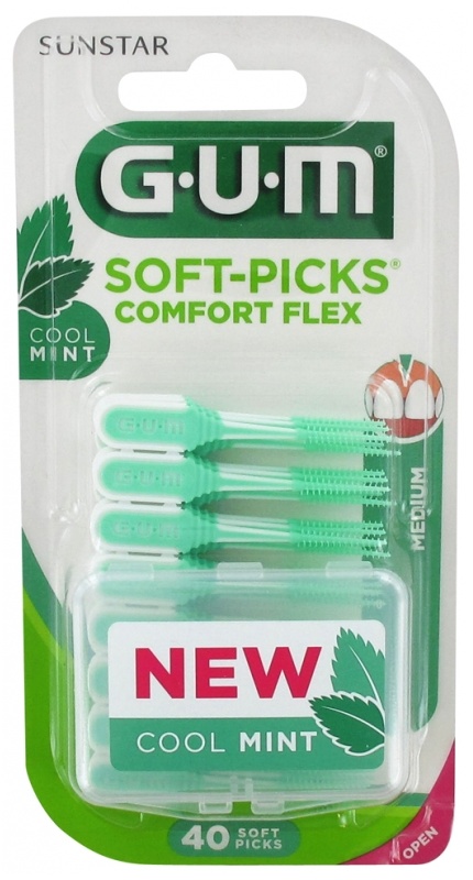 4x GUM Soft-Picks Comfort Flex Mint Medium 40 stuks