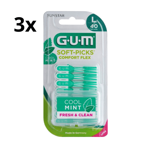 3x GUM Soft-Picks Comfort Flex Mint Large 40 stuks