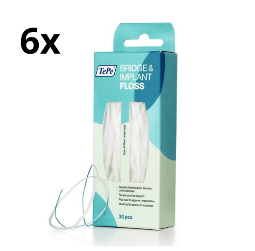 Tepe Floss Bridge & Implant - 6 x 30 stuks - Voordeelverpakking