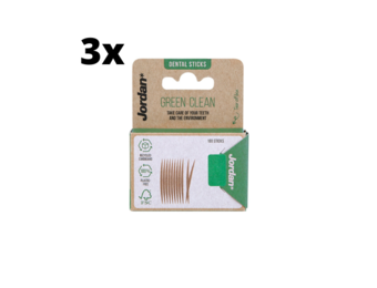 3x Jordan Tandenstokers Green Clean Dun 100 stuks