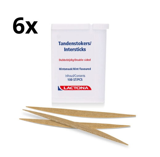 6x Lactona Intersticks Tandenstokers 100 stuks - Voordeelverpakking