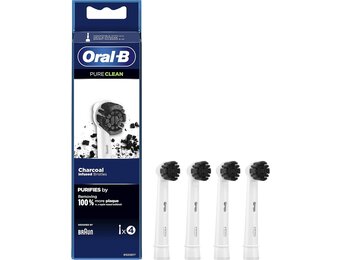 Oral B Pure Clean Charcoal Opzetborstels - 4 stuks