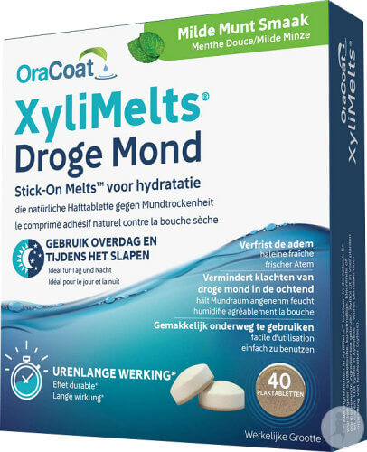 OraCoat XyliMelts Milde Munt | 40 stuks | Tegen Droge Mond