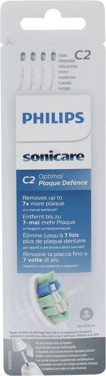 Philips Sonicare Opzetborstels C2 Optimal Plaque Defence - HX9024/10 - 4 stuks