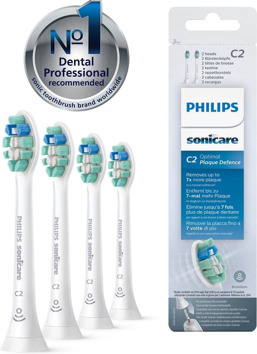 Philips Sonicare Opzetborstels C2 Optimal Plaque Defence - HX9024/10 - 4 stuks