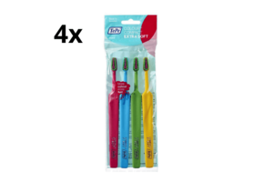 4x TePe Colour Compact Tandenborstel Extra Soft 4-pack - Voordeelverpakking