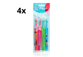 4x TePe Kids Extra Soft Tandenborstel 4-pack - Voordeelverpakking