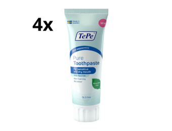 TePe Pure Tandpasta Mild Peppermint - 4 x 75 ml - Voordeelverpakking