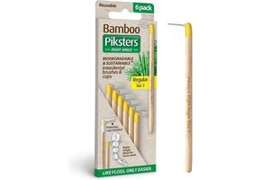 Piksters Bamboe Ragers Hoek - Maat 3 - Geel - 6 stuks