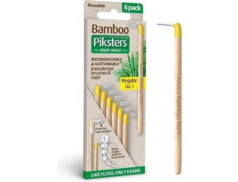 Piksters Bamboe Ragers Hoek - Maat 3 - Geel - 6 stuks