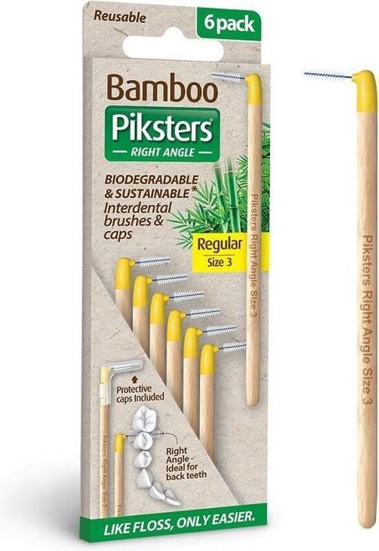 Piksters Bamboe Ragers Hoek - Maat 3 - Geel - 6 stuks