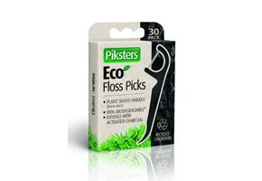 Piksters Eco Charcoal Floss Picks - 30 stuks