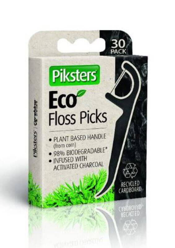 Piksters Eco Charcoal Floss Picks - 30 stuks