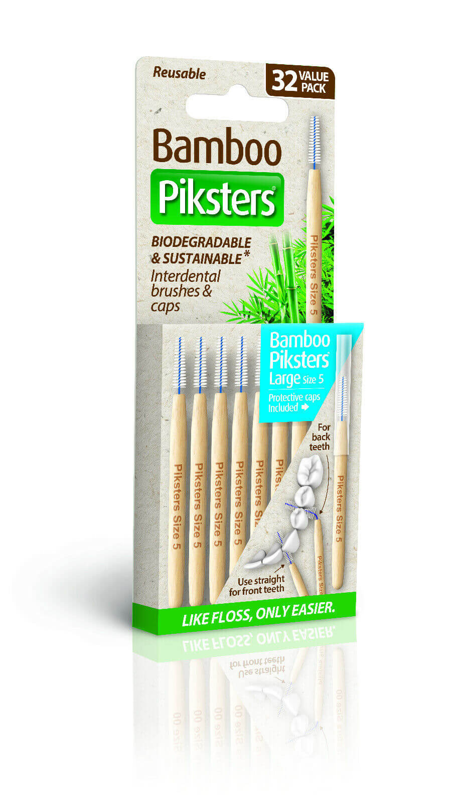 Piksters Bamboe Rechte Ragers - Maat 5 - Blauw - 32 stuks