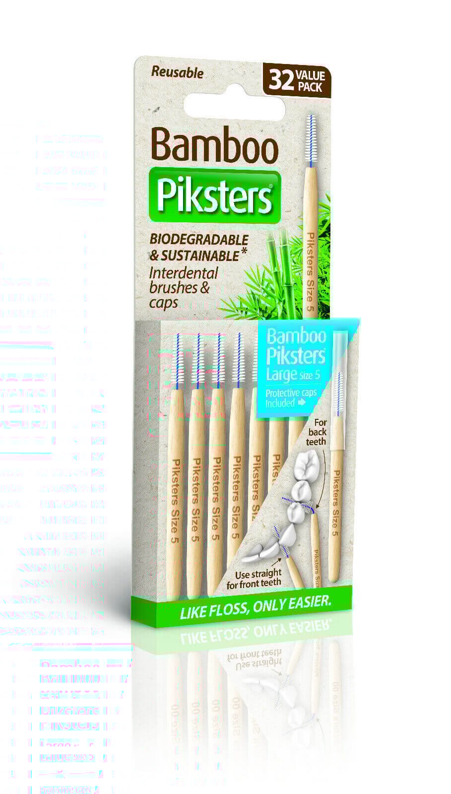 3x Piksters Bamboe Rechte Ragers - Maat 5 - Blauw - 32 stuks