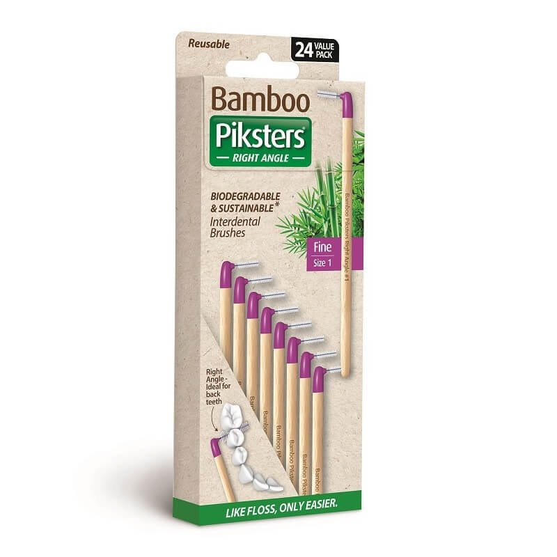 3x Piksters Bamboe Ragers Hoek - Maat 1 - Fijn Paars - 24 stuks