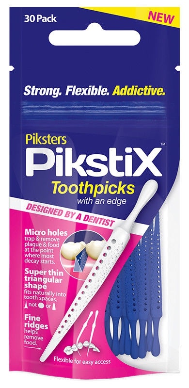 Piksters Pikstix plastic tandenstokers met micro holes - 3 x 30 stuks - Voordeelverpakking