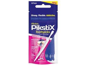 Piksters Pikstix plastic tandenstokers met micro holes - 6 x 30 stuks - Voordeelverpakking