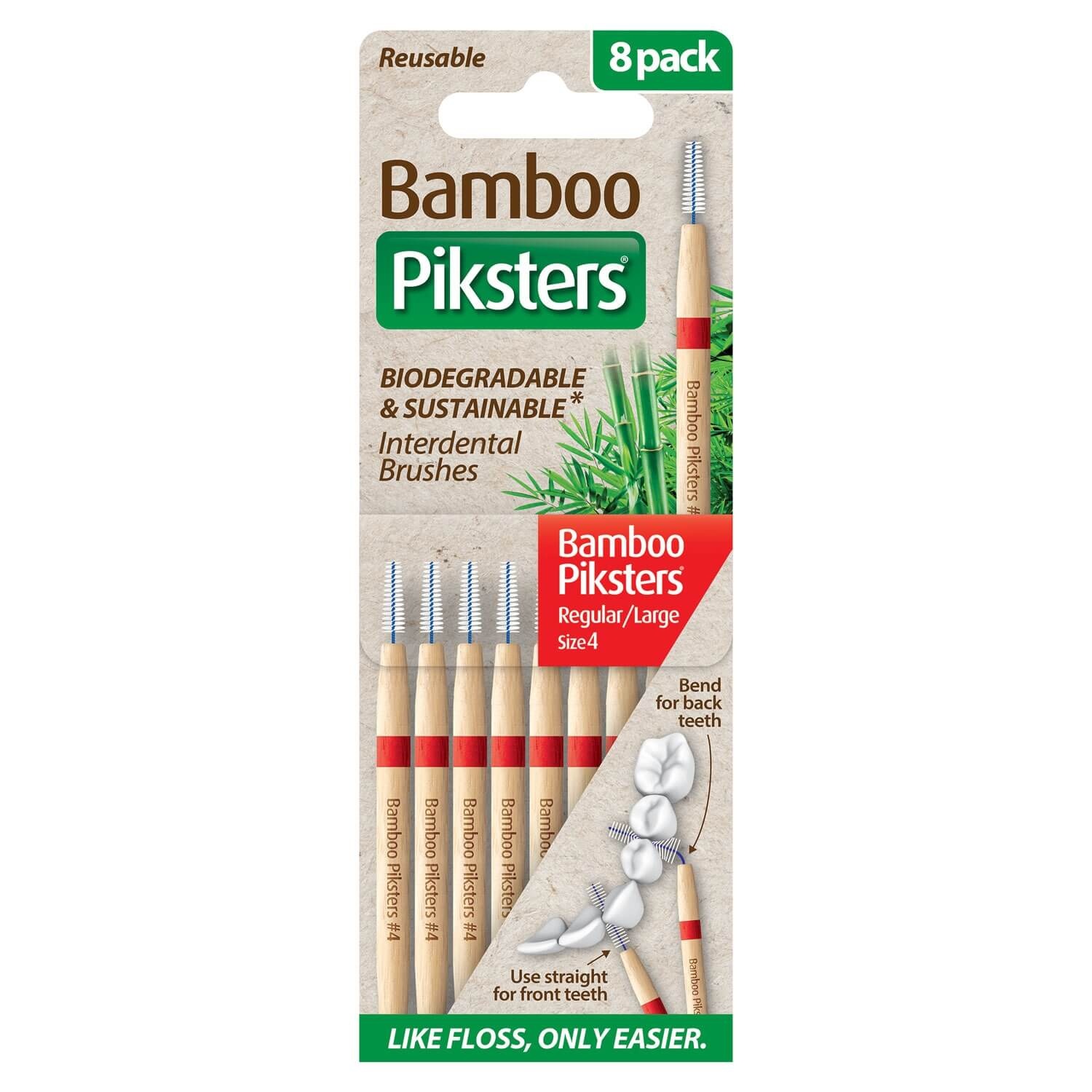 Piksters Bamboe Rechte Ragers - Maat 4 - Rood - 3 x 8 stuks - Voordeelverpakking