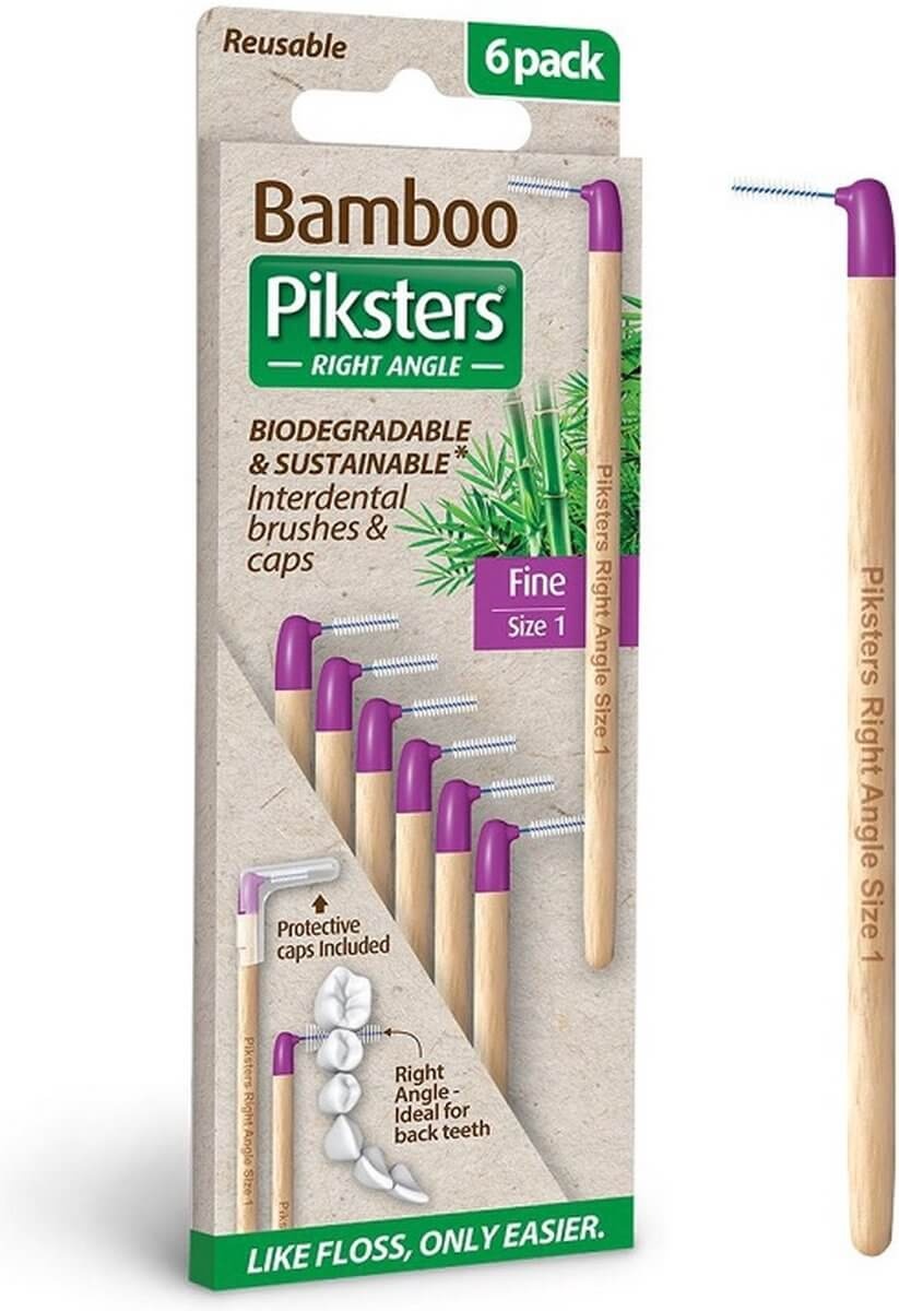 Piksters Bamboe Ragers Hoek - Maat 1 - Fijn Paars - 3 x 6 stuks - Voordeelverpakking