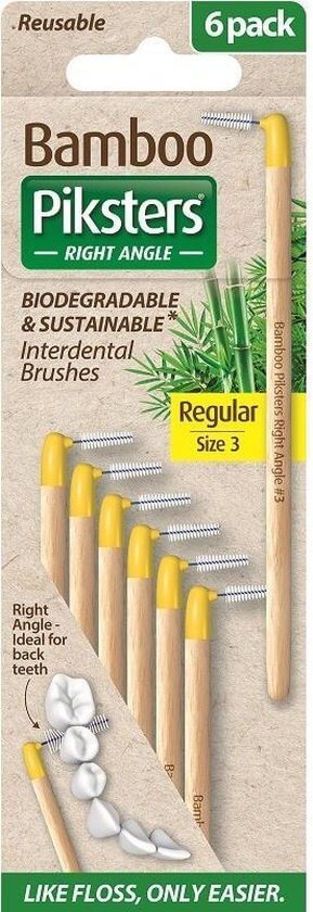 Piksters Bamboe Ragers Hoek - Maat 3 - Geel - 3 x 6 stuks - Voordeelverpakking